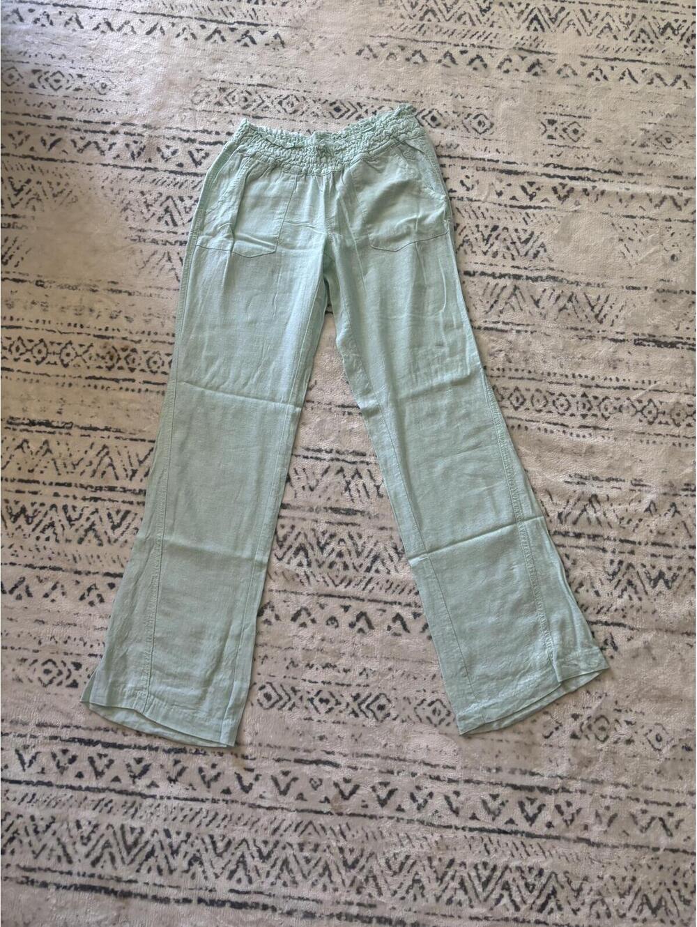Mint Green Smocked Waist Wide-Leg Lounge Pants Size XS